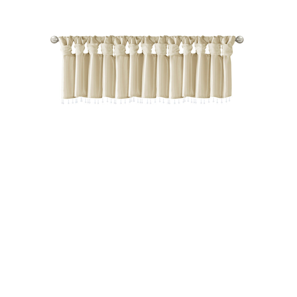 Lightweight Faux Silk Valance With Beads Champagne 50x26"