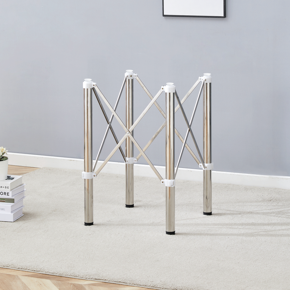 Only Table Leg.Simple Silver Stainless Steel Folding Table Frame - Multifunctional, Space-Saving.Folding Table Frame,Silver Stainless Steel Material,5.5*5.5*28.7~26.3*26.3*28.7 Inch.