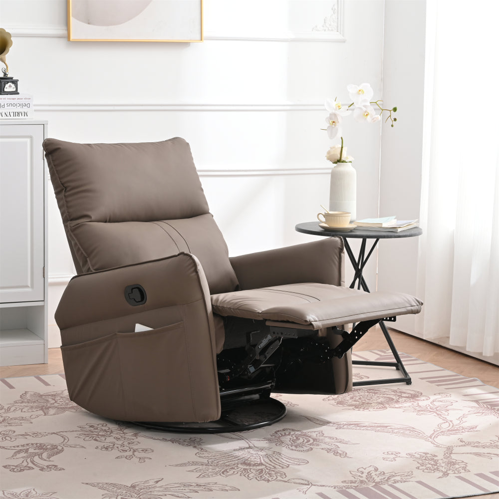 Rocking Recliner Chair,360 ° Swivel Nursery Rocking Chair,Glider Chair,Modern Small Rocking Swivel Recliner Chair for Bedroom,Living Room Chair Home Theater Seat,Side Pocket(Light Gray+360°Swivel)