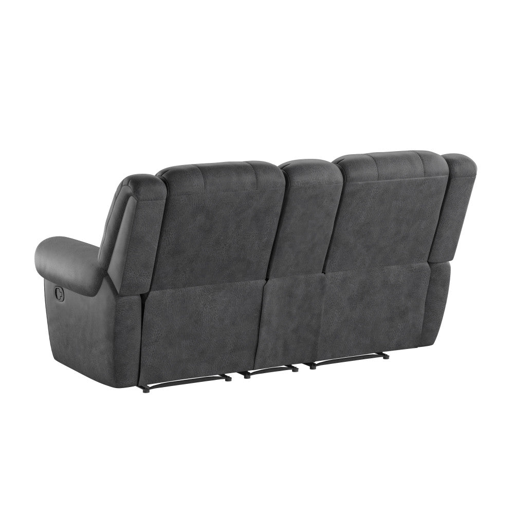 Gray Reclining Console Loveseat