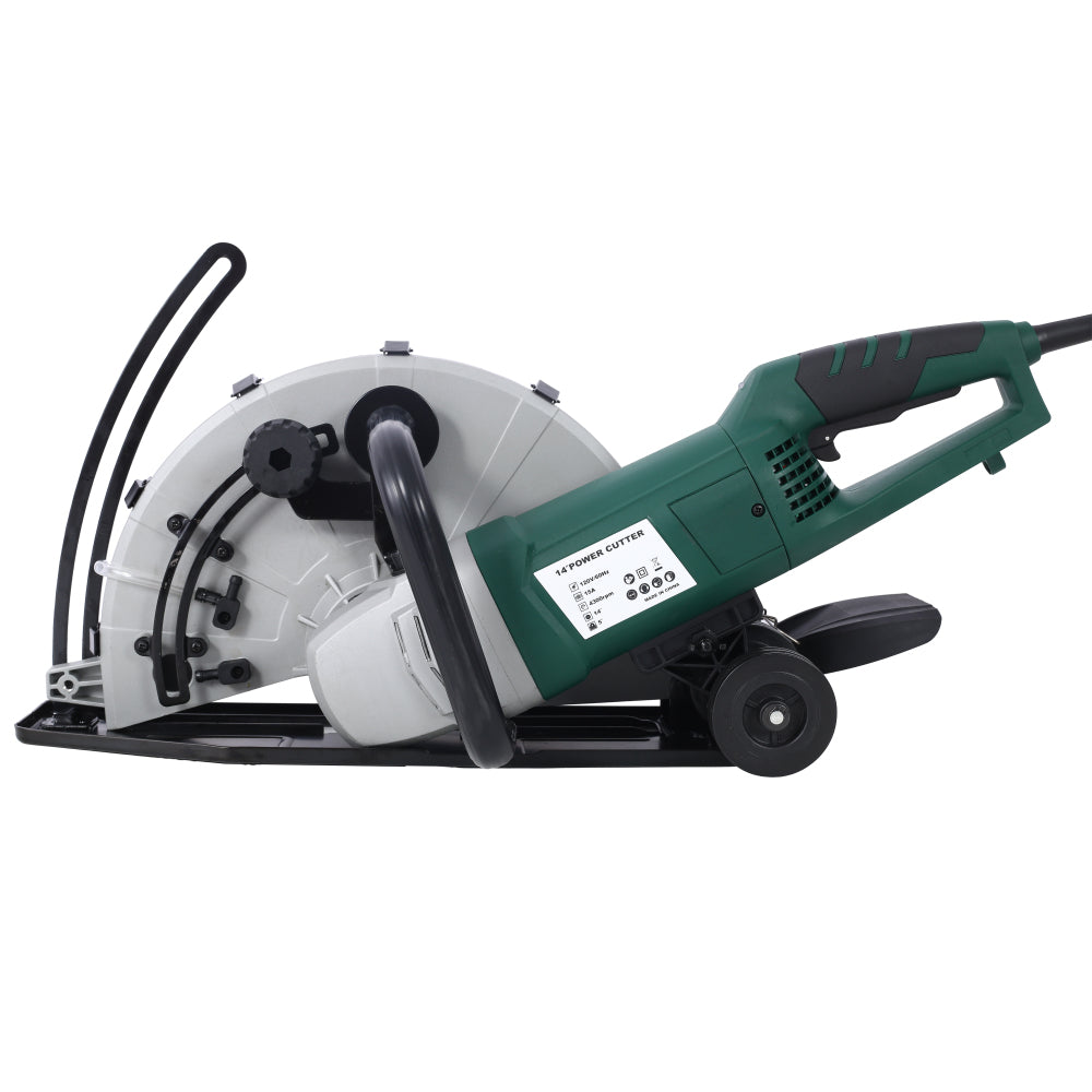 Portable 14" Wet/Dry Electric Corded Circular Concrete Saw/Power Angle Cutter 2600W w/Water Line & Guide Roller (With Blade)ETL certificate.