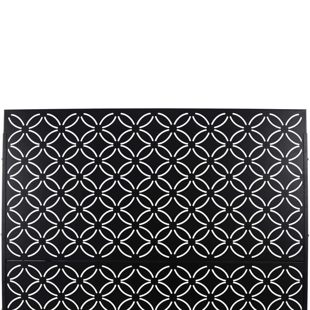 Outdoor & Indoor Privacy Screen Metal Privacy Screen 76" H×48" W, Freestanding Decorative Privacy Screen for Deck Balcony Patio, Privacy Fence Panels for Outside Lawn Garden PS107 BLACK