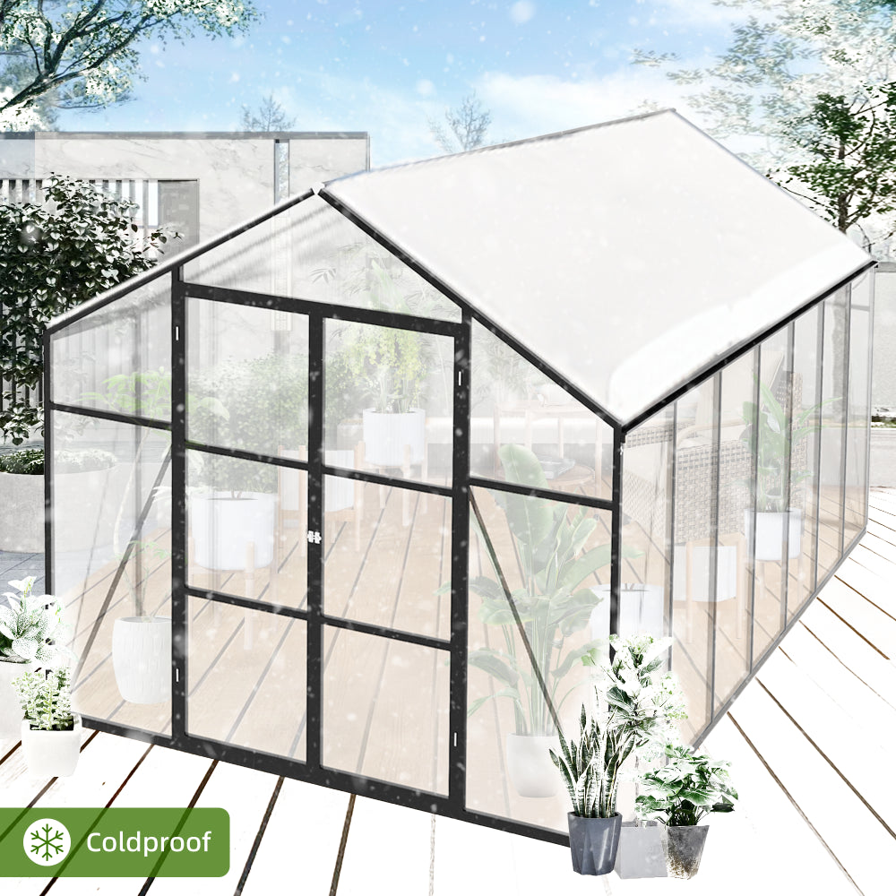 Newly marketed Gain height windproofaluminum greenhouse 8x14 FT Polycarbonate Greenhouse Raised Base and Anchor Aluminum Heavy Duty Walk-in Greenhouses for Outdoor Backyard in All Season