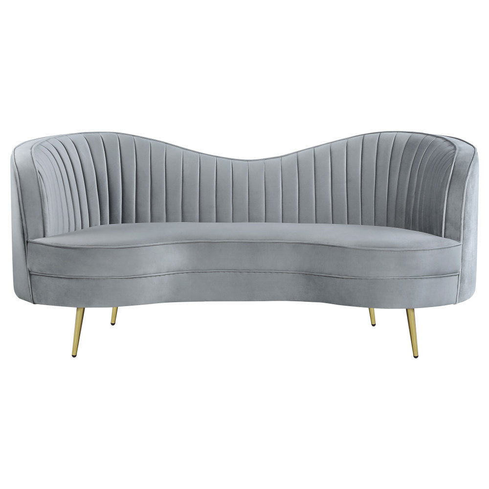 Reigha Grey and Gold Upholstered Loveseat