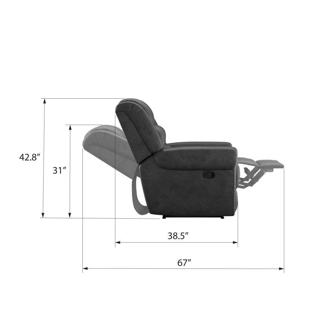 Gray Reclining Console Loveseat