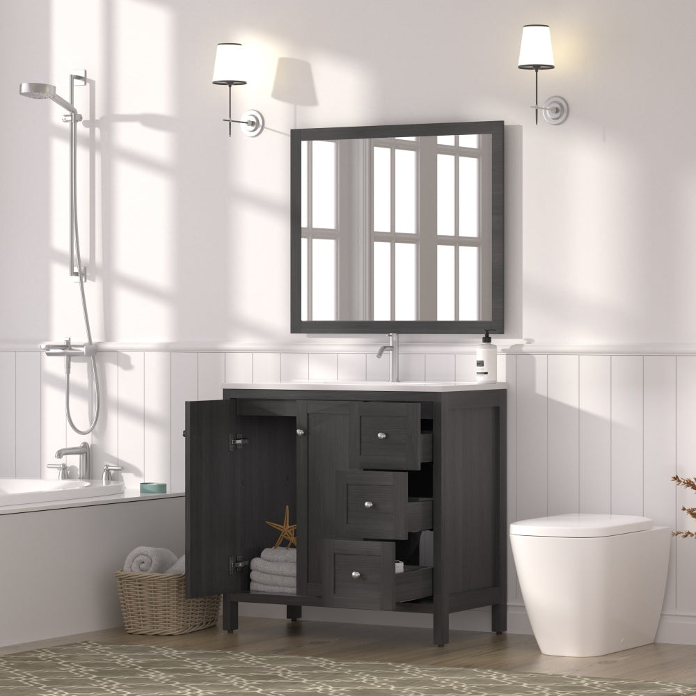 35.5" Bathroom Vanity , Modern Bathroom Cabinet with Basin, Bathroom Storage Cabinet with Soft Closing Doors and 3 Drawers, Munich Black