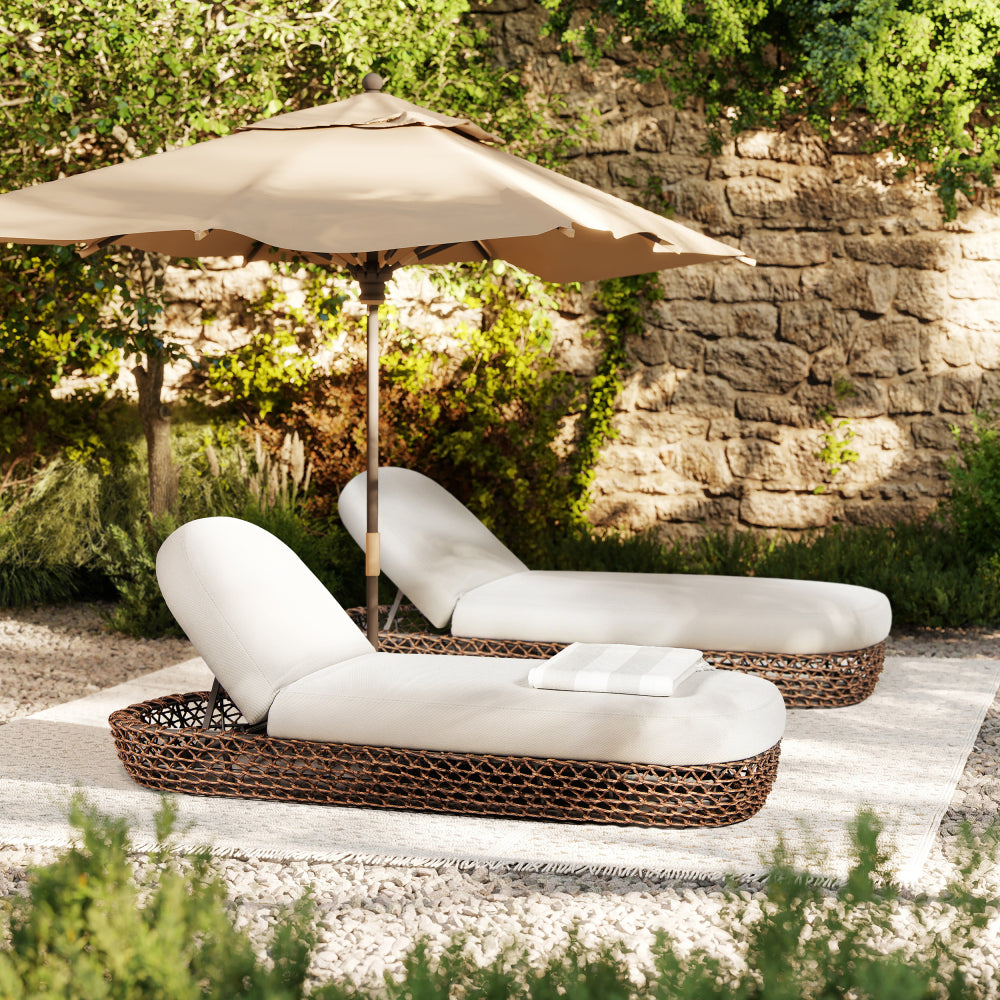 Willow 40.5" Oval Woven Patio Coffee Table, Golden Brown Wicker Frame, Wheat Beige
