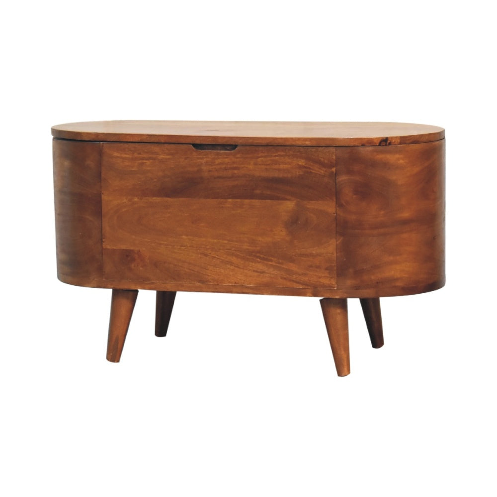 Solid Wood Chestnut Rounded Lid up Blanket Box, Storage Box