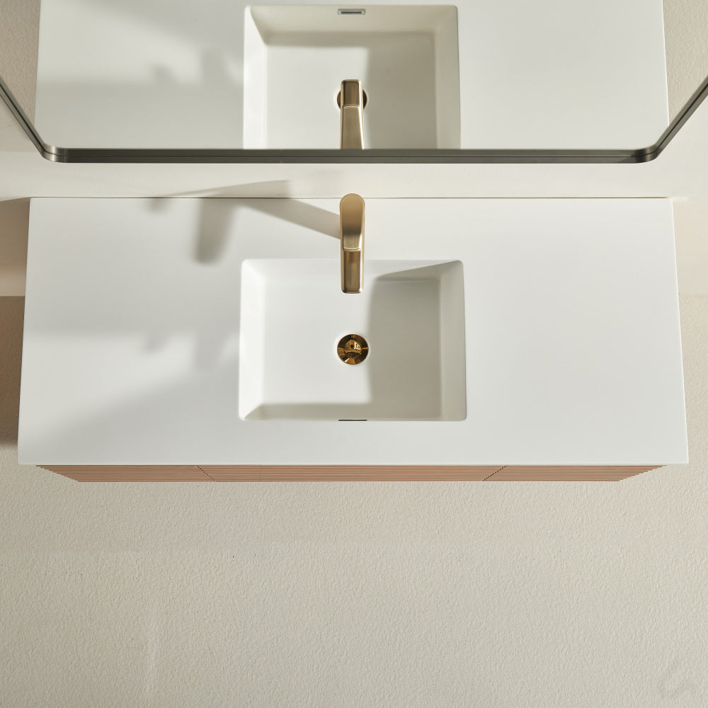 48" Wall Mounted & Floating Single Vanity with Ceramic Sink
