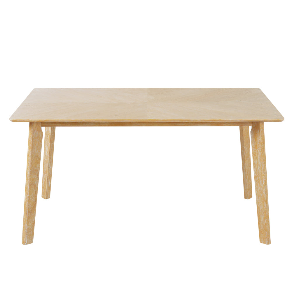 Retro Dining Table, Kitchen Room Table for 6, Minimalist Rectangular Dinette Table for Dining Room and Kitchen, Rubberwood Legs