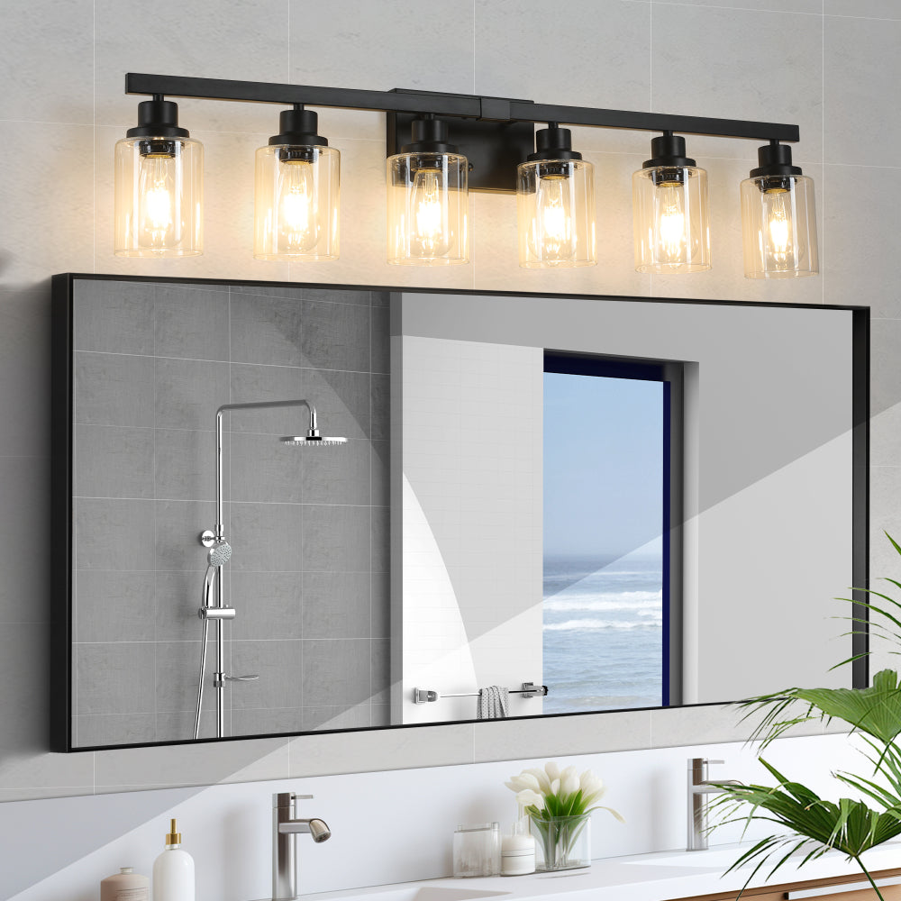 24" Modern 4-Light Bathroom Vanity Light Fixture - Brushed Nickel Finish with Clear Glass Shades, Perfect for Bathroom, Vanity, and Dressing Area Lighting (No Bulbs)