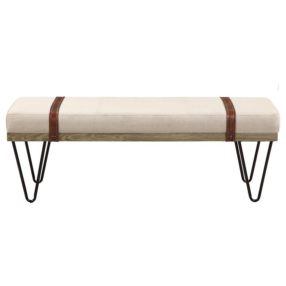 Karis Beige Upholstered Accent Bench