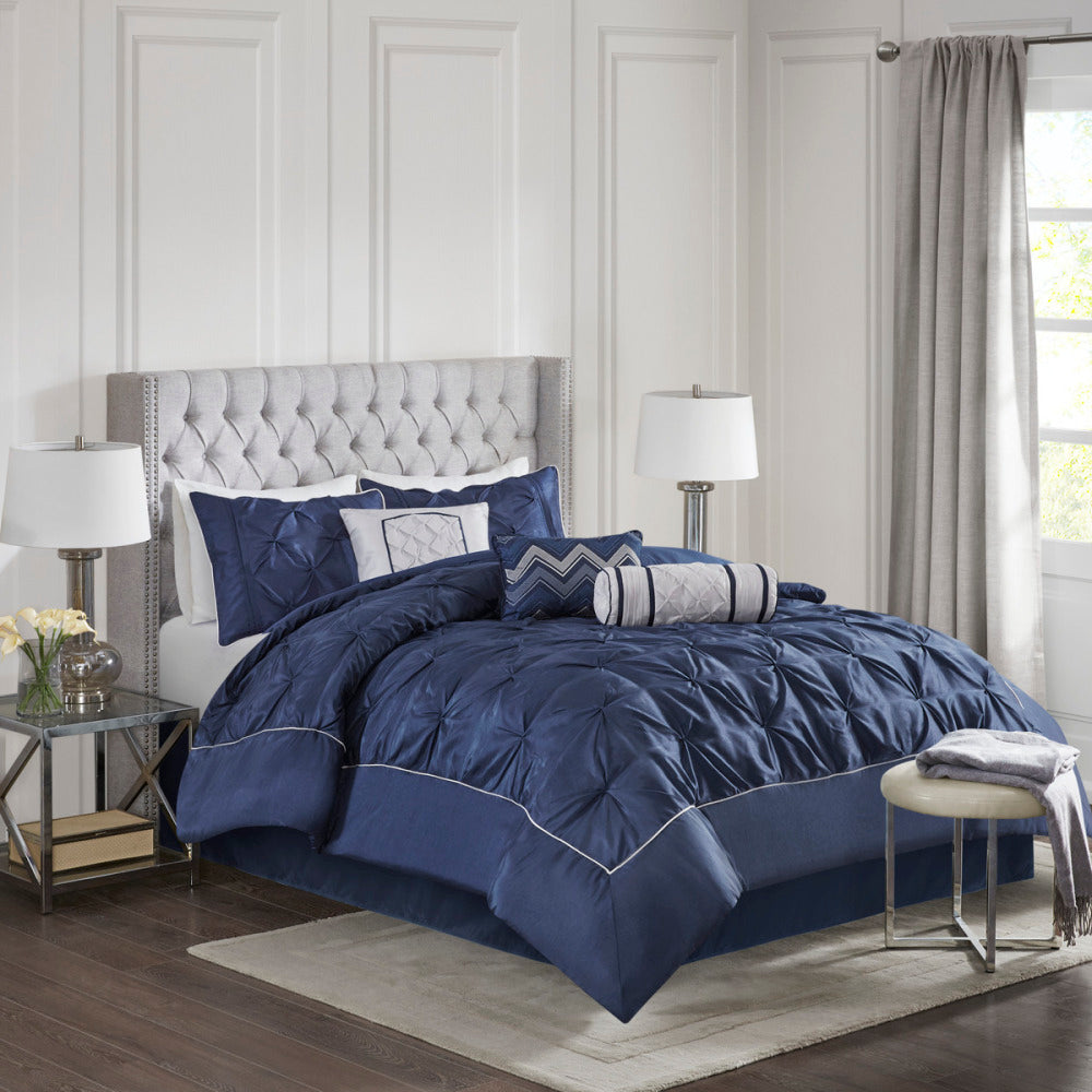 7 Piece Tufted Comforter Set Taupe King