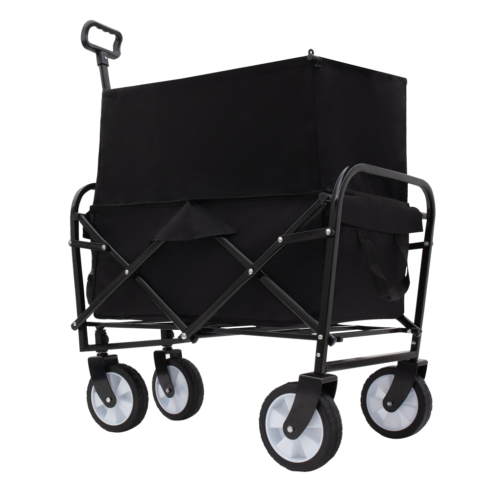 Minimeetall Extention ExCollapsible Foldable Wagon Cart Beach Wagon Heavy Duty Utility Cart Utility Wagon Grocery Cart for for Camping Shopping Sports Gardeing Fishing Supports 225lbs Black