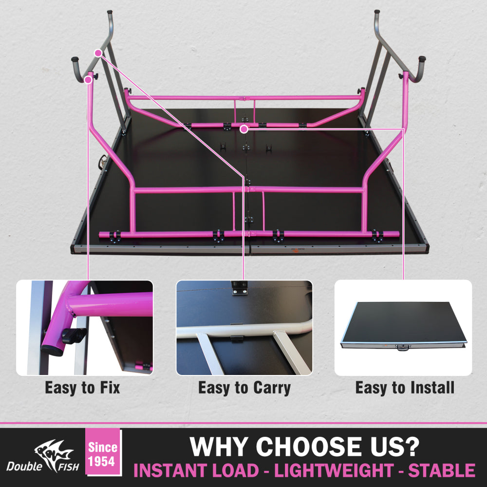 DOUBLE FISH Table Tennis Table, 8×4 Ft Foldable & Portable Ping Pong Table Set With 2 Table Tennis Paddles, 3 Balls And Net For Indoor Outdoor Use