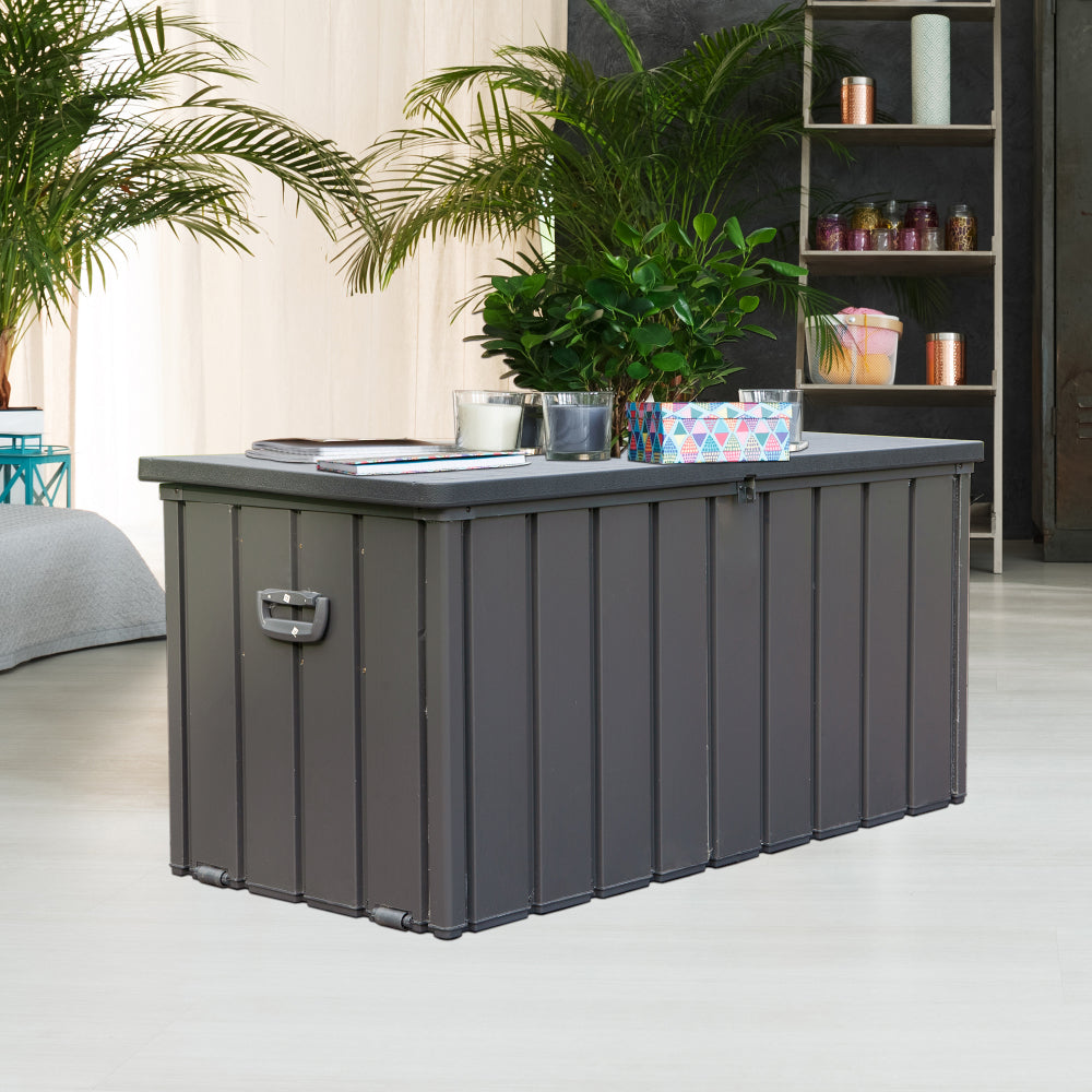 200 Gallon Outdoor Storage Deck Box Waterproof, Large Patio Storage Bin for Outside Cushions, Throw Pillows, Garden Tools, Lockable (Dark Gray)