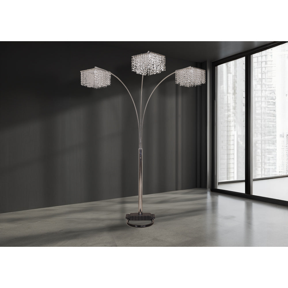 1pc Modern Design Classic Luxury Sleek Multi-head Floor Arc Lamp Half Moon Radiant Crystal-encrusted Sleek Metallic Stems Living Room Gold Arc Lamp