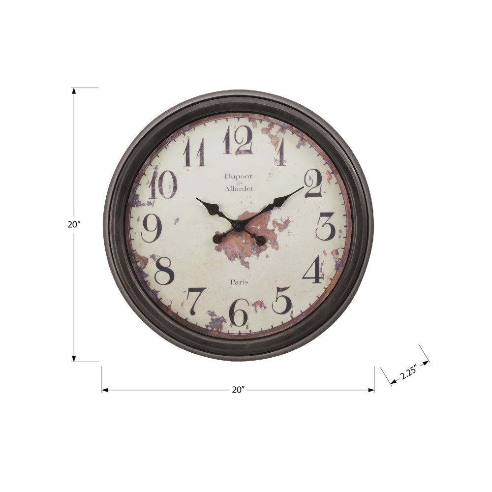 Clocks, 20" Round, Wall Clock, Brown, Transitional