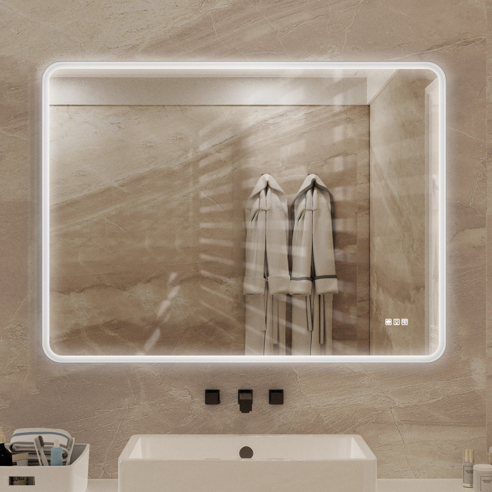 24 X 32 Rectangular Framed Dimmable Anti-Fog LED Wall Bathroom Vanity Mirror Lighted Mirror