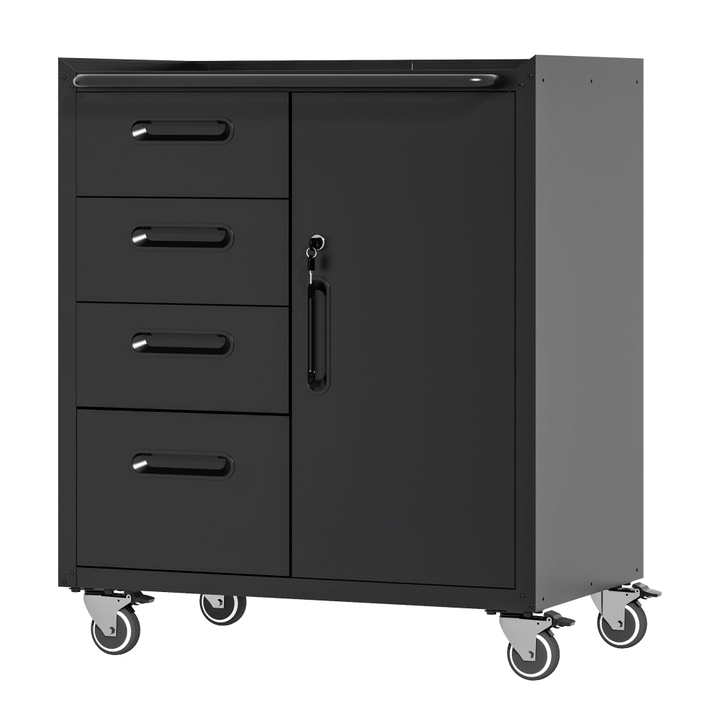 Heavy-Duty Metal Garage Storage Cabinet with Wheels - Sturdy and Durable Tool Storage Cabinet for Garage, Office, and Home Organizer Solutions