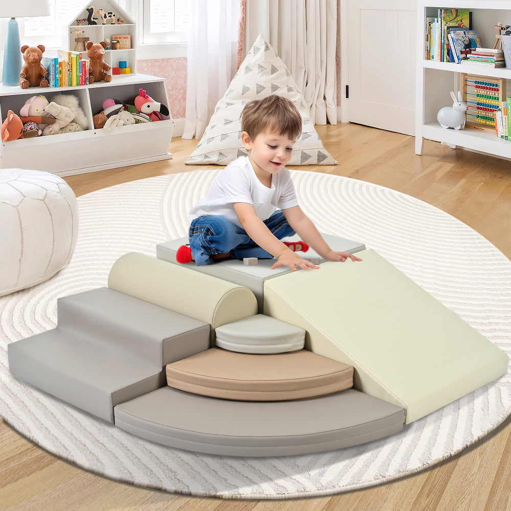 Soft Climb and Crawl Foam Playset 6 in 1, Soft Play Equipment Climb and Crawl Playground for Kids,Kids Crawling and Climbing Indoor Active Play Structure