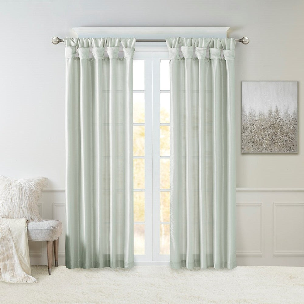 Twist Tab Lined Window Curtain Panel Pewter 50x120"