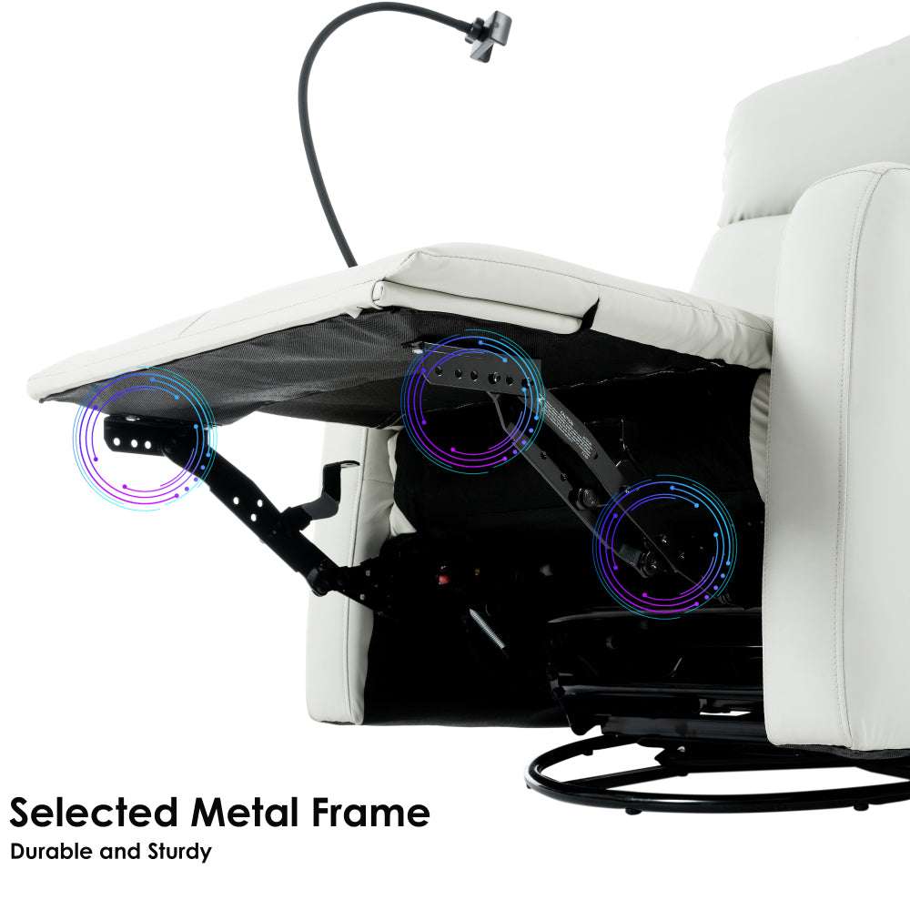 270° Power Swivel Rocker Recliner Chair, Electric Glider Reclining Sofa with USB Ports, Power Swivel Glider, Rocking Chair Nursery Recliners for Living Room Bedroom(Light Gray+270° Swivel)