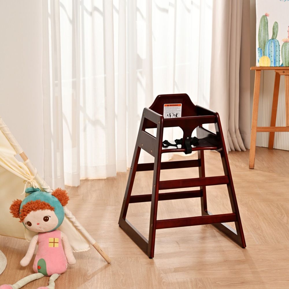 Wooden Double Solid Wood Feeding, Eat & Grow Portable High, Easy to Clean Baby Booster Chair in Walnut Finish