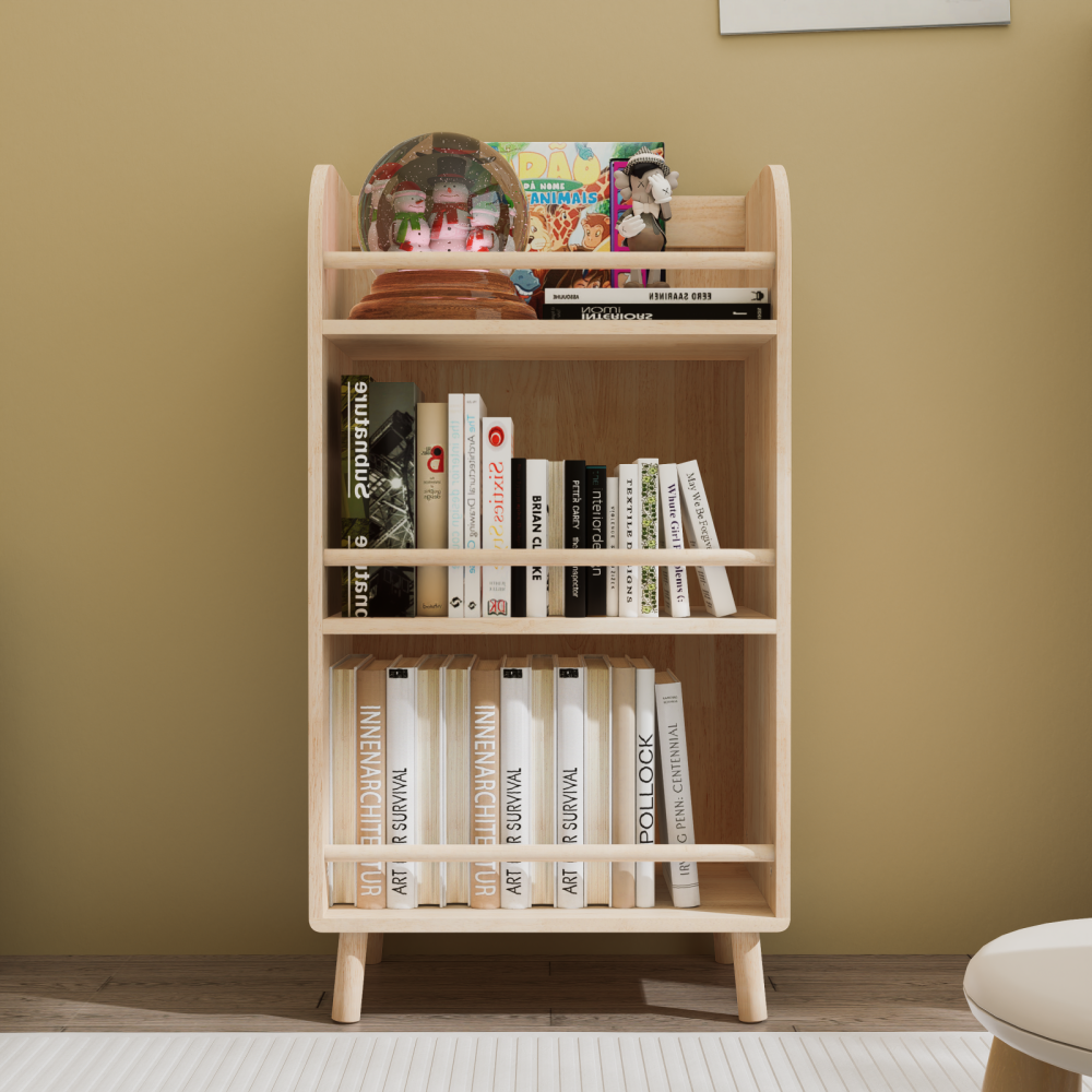 Pine Solid Wood Bookshelf/Bookcase - 0.6" Thick Shelves Heavy Duty Storage Rack, 19.69"W×36.61"H Modern Farmhouse Shelf for Living Room, Home Library Organizer