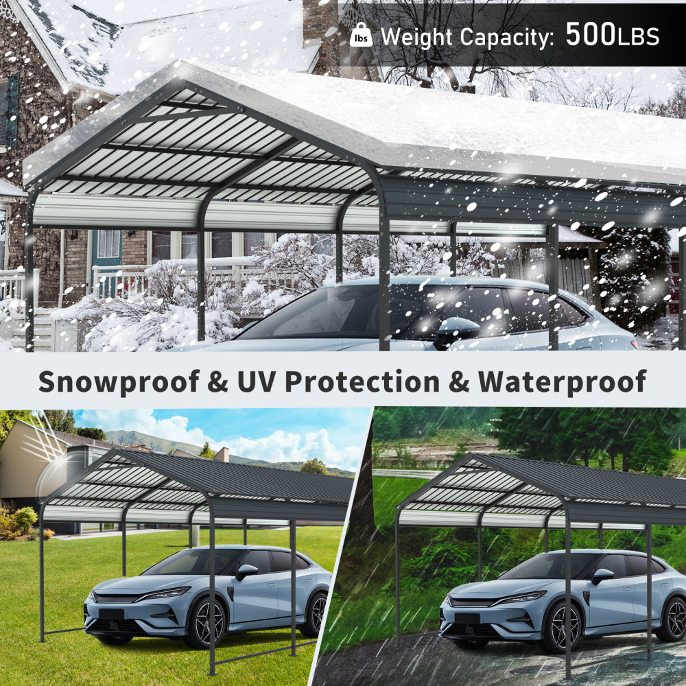 12 X 21 FT Carport, Heavy Duty Carport with Galvanized Steel Roof and Frame, Metal Carport Large Garage for Driveway Car, Truck