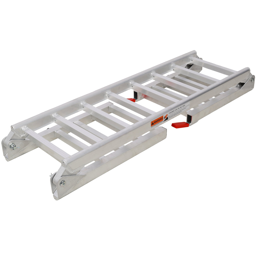 Aluminum Ramp 1,400 LBS/Pair, For Motorcycle/Lawn Mower/ATV Ramp and Tailgate Extender Combo 2 in 1, Multi purpose use, Silver color