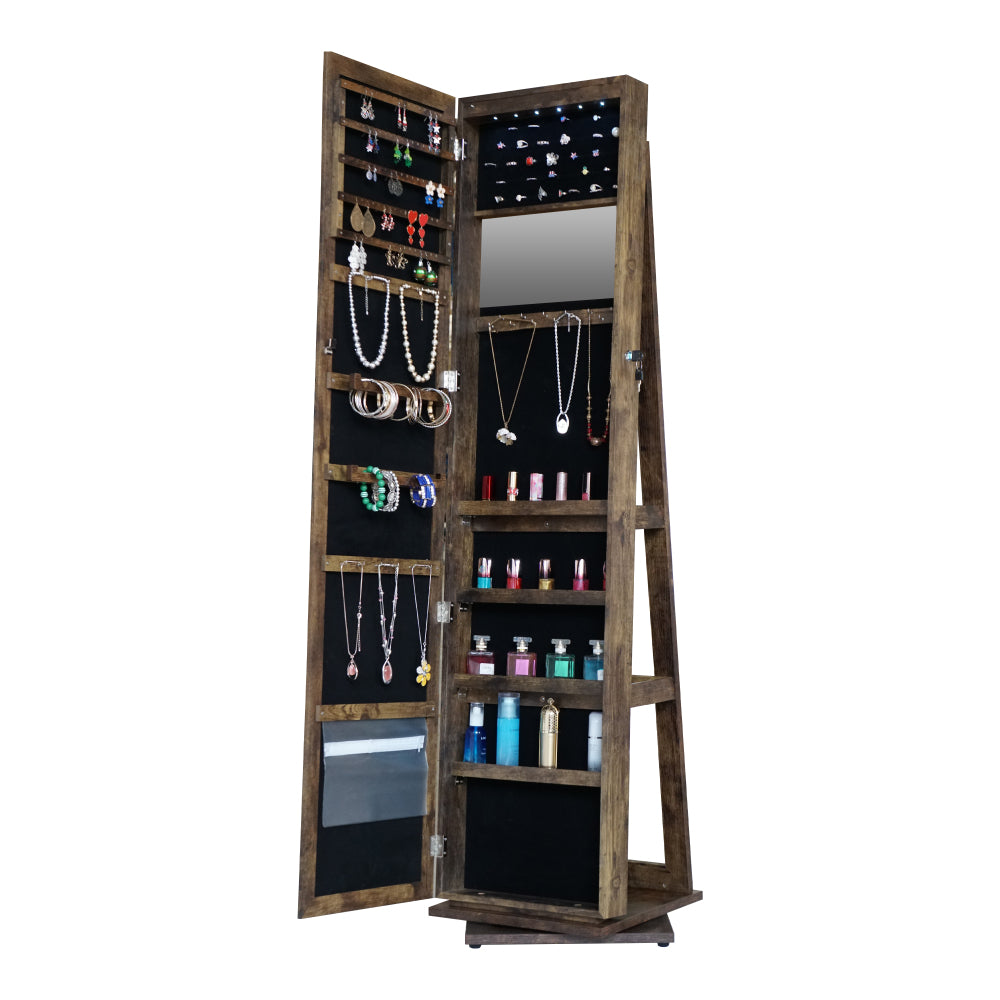 Full Length Mirror 360° Swivel Jewelry Cabinet