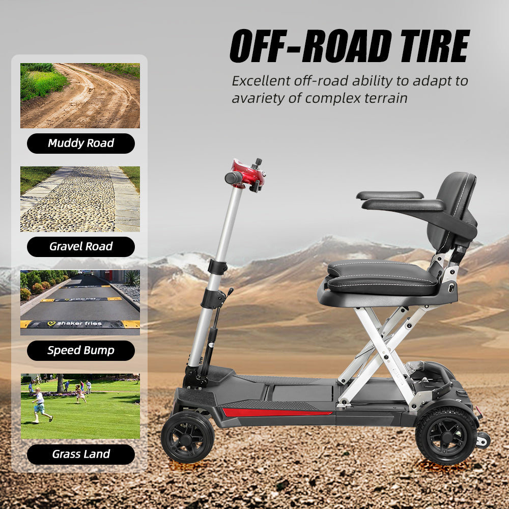 Manaul Folding Scooter M2085 Red with 26.5 AH Battery and Travel range 24 Miles