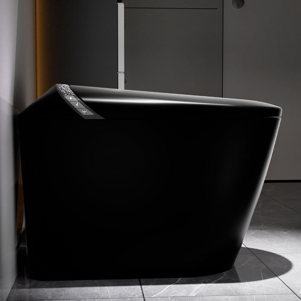 Starry Night Light Smart Toilet with Bidet Built In, Modern Design For Bathroom, Auto Open/Close Seat, Foot Sensor, LED Display,Night Light, Warm Water & Dryer,Matte Black