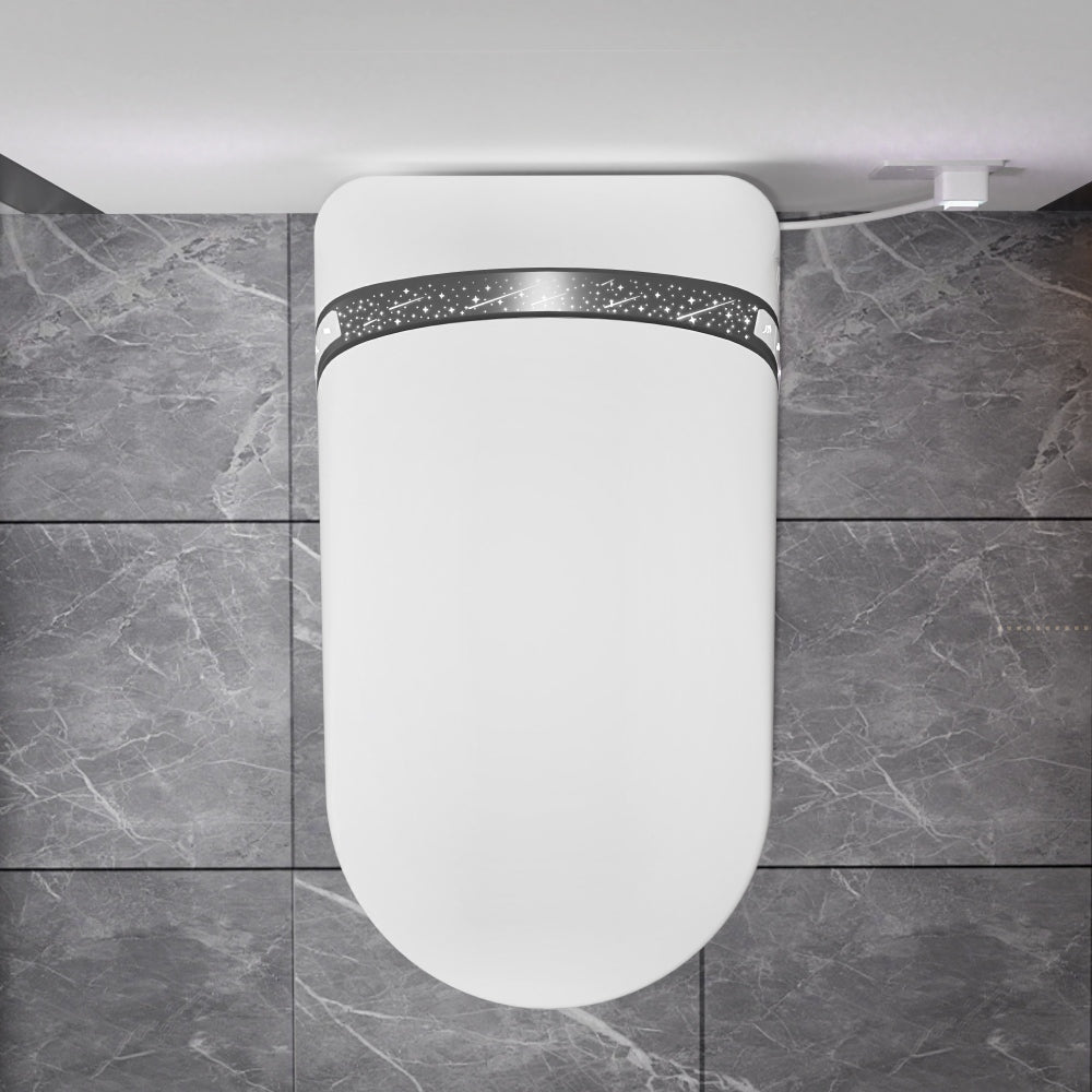 Elongated Smart Toilet with Bidet Built In,Tankless Design For Bathroom, Auto Open/Close Seat, Foot Kick, LED Display,Night Light, Warm Water & Dryer,White