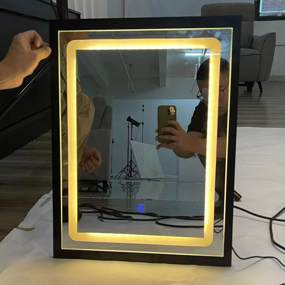 16" x 21" Small Size Touch Control Sliding LED Mirror, Tri-color Switching, Brightness Adjustable