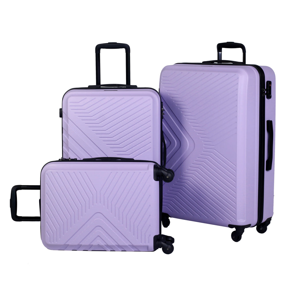 3 Piece Luggage Sets ABS Lightweight Suitcase with Two Hooks, Spinner Wheels, TSA Lock, (20/24/28), Yellow