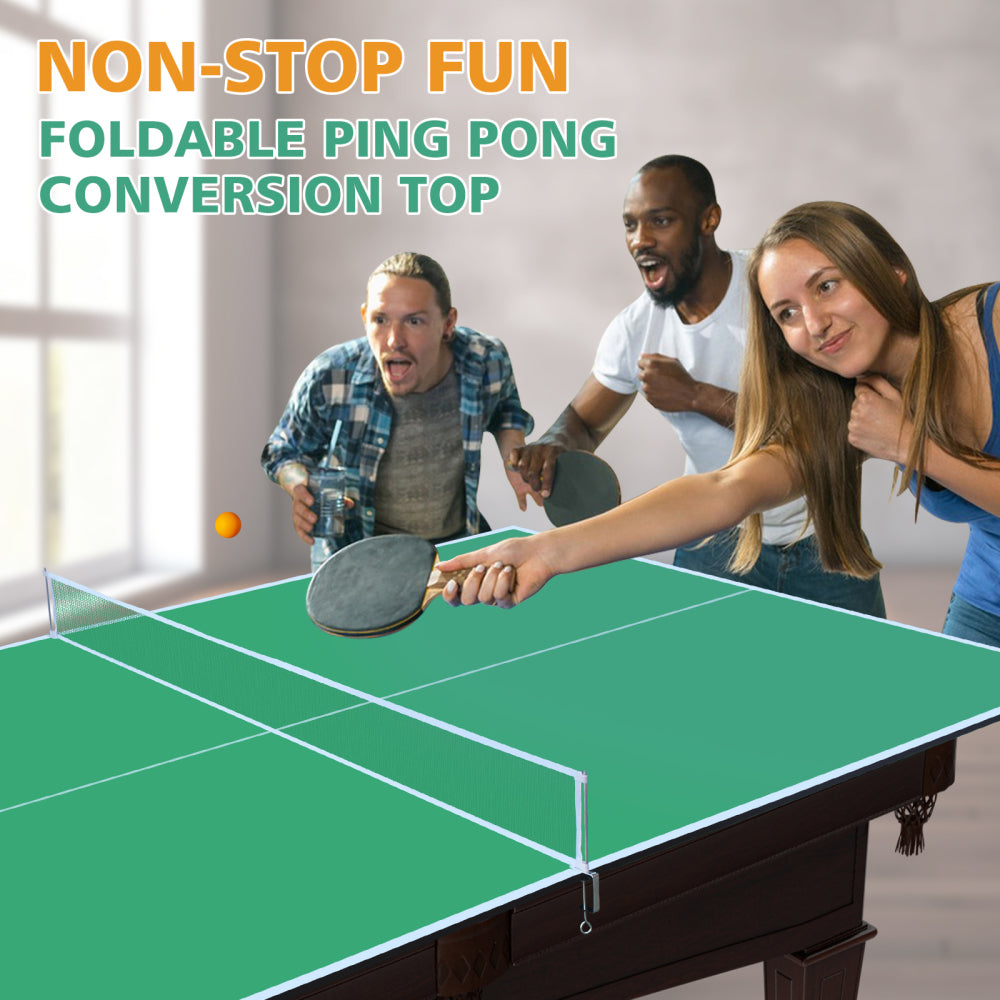 8ft Green Mid-Size Ping Pong Conversion Top Foldable & Portable Table Tennis Table Top for Indoor Games