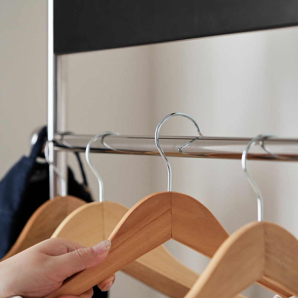 Leon clothes hanger (black) antique American clothes and hat rack retro home portable stainless steel bedroom floor storage shelf