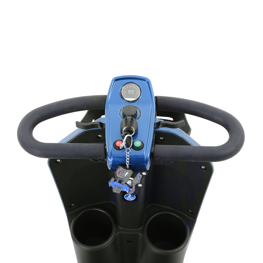 MAX PLUS BLUE 4 Wheels Outdoor Compact Mobility Scooter with Rear Basket,16 Miles, Cup Holders & USB charger Port