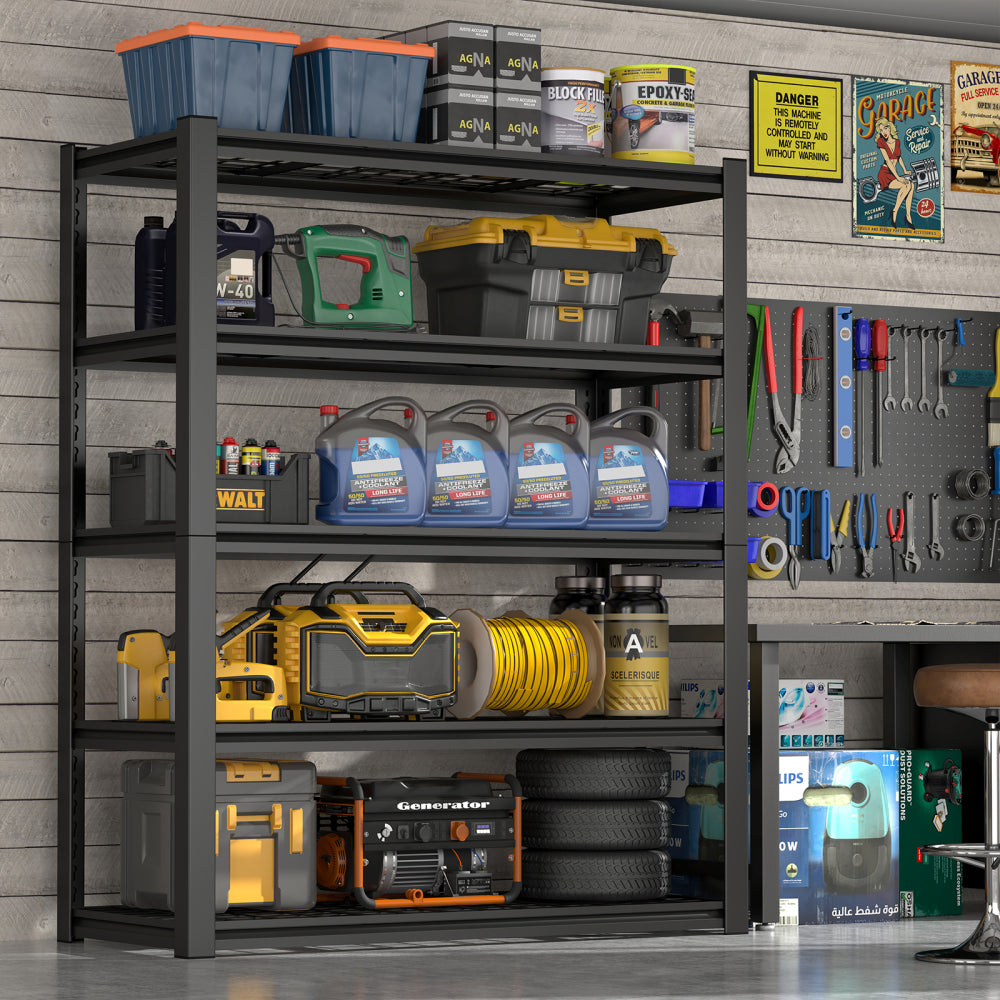 59 Inches Metal Garage Storage Rack, Heavy-Duty Steel Moisture-Proof And Waterproof 5-Layer Adjustable Storage Shelving Unit.Designed For Warehouse Storage (food Pantries, Industrial Use)