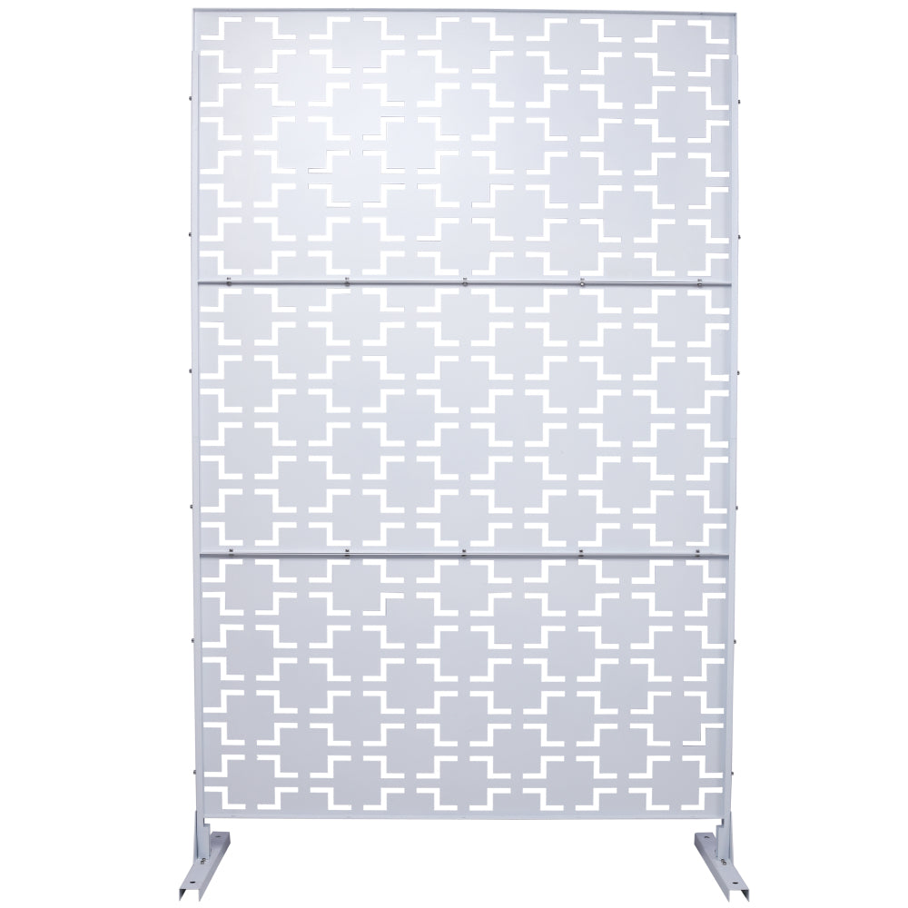 Outdoor & Indoor Privacy Screen Metal Privacy Screen 76" H×48" W, Freestanding Decorative Privacy Screen for Deck Balcony Patio, Privacy Fence Panels for Outside Lawn Garden PS105 WHITE