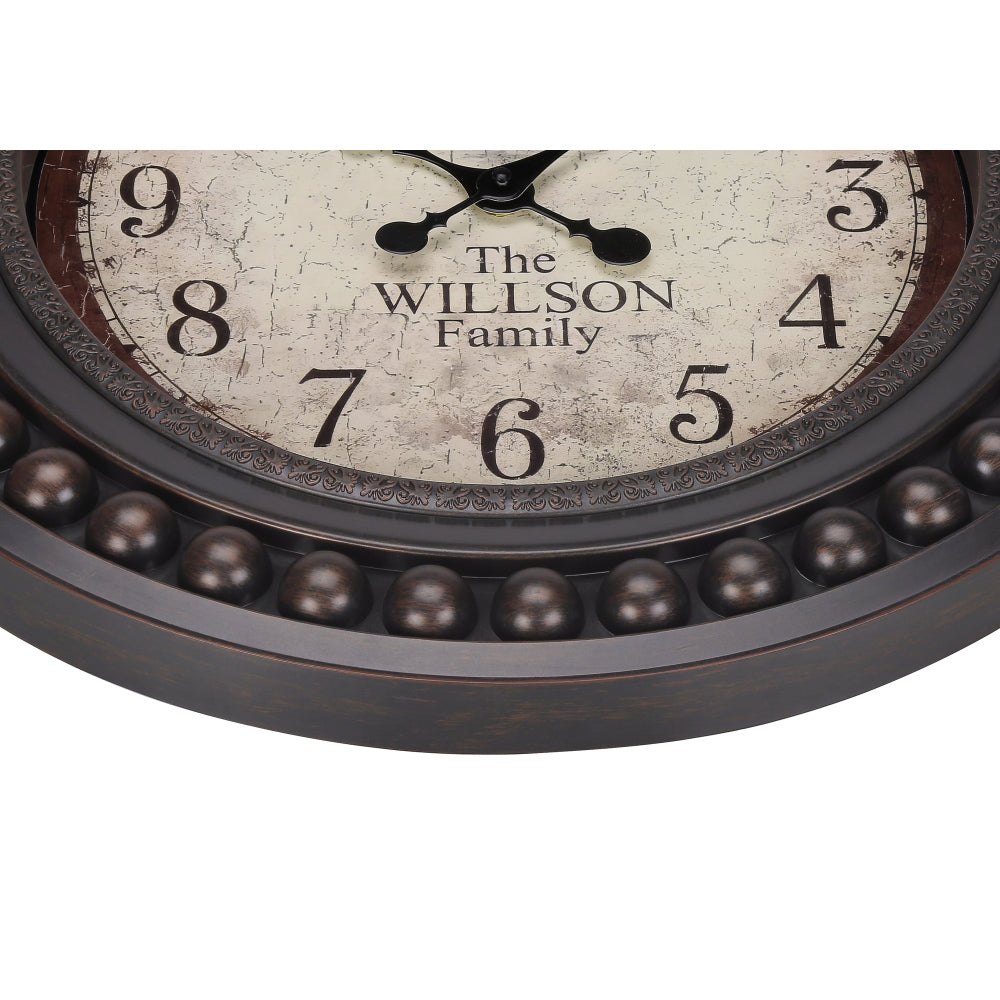 Clocks, 20" Round, Wall Clock, Antique Brown, Transitional
