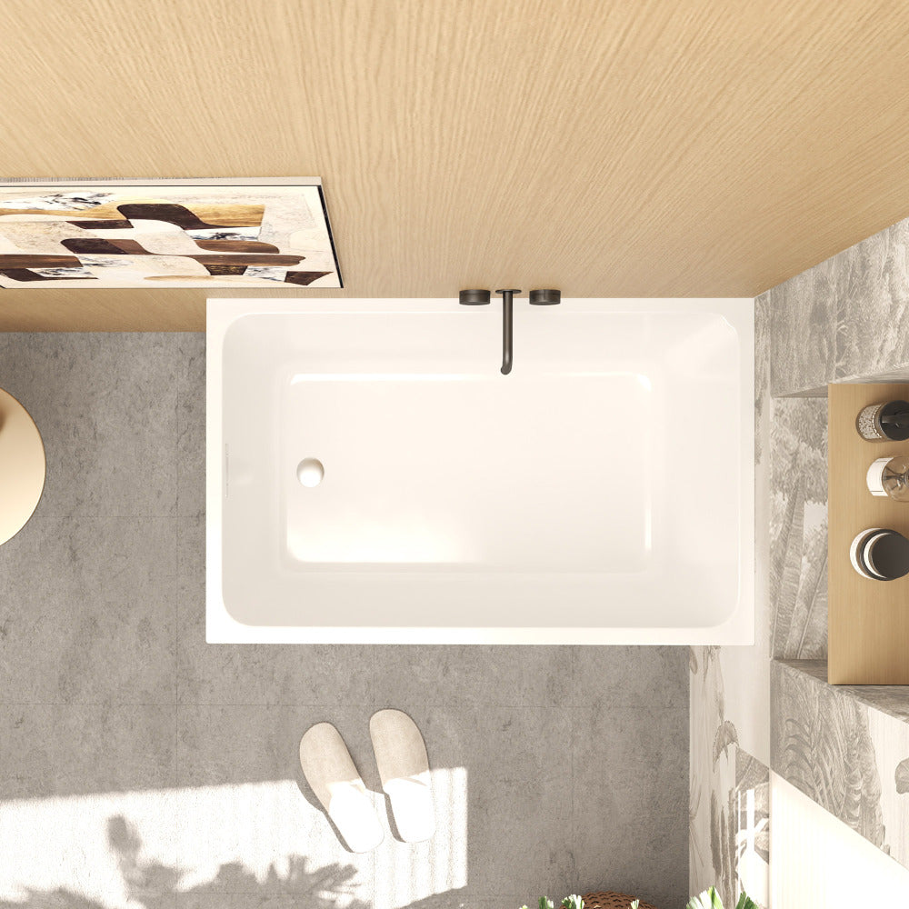 43" Acrylic Freestanding Bathtub ,Spacious rectangle Shape, Gloss White Finish, Chrome Overflow & Pop-Up Drain CUPC Certificate