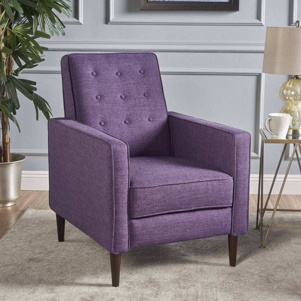Fabric Recliner Chair Mid-Century Modern Recliner Pushback Single Recliner Sofa with Thicker Seat Cushion Tufted Upholstered Sofa with Wooden leg for Living Room Bedroom