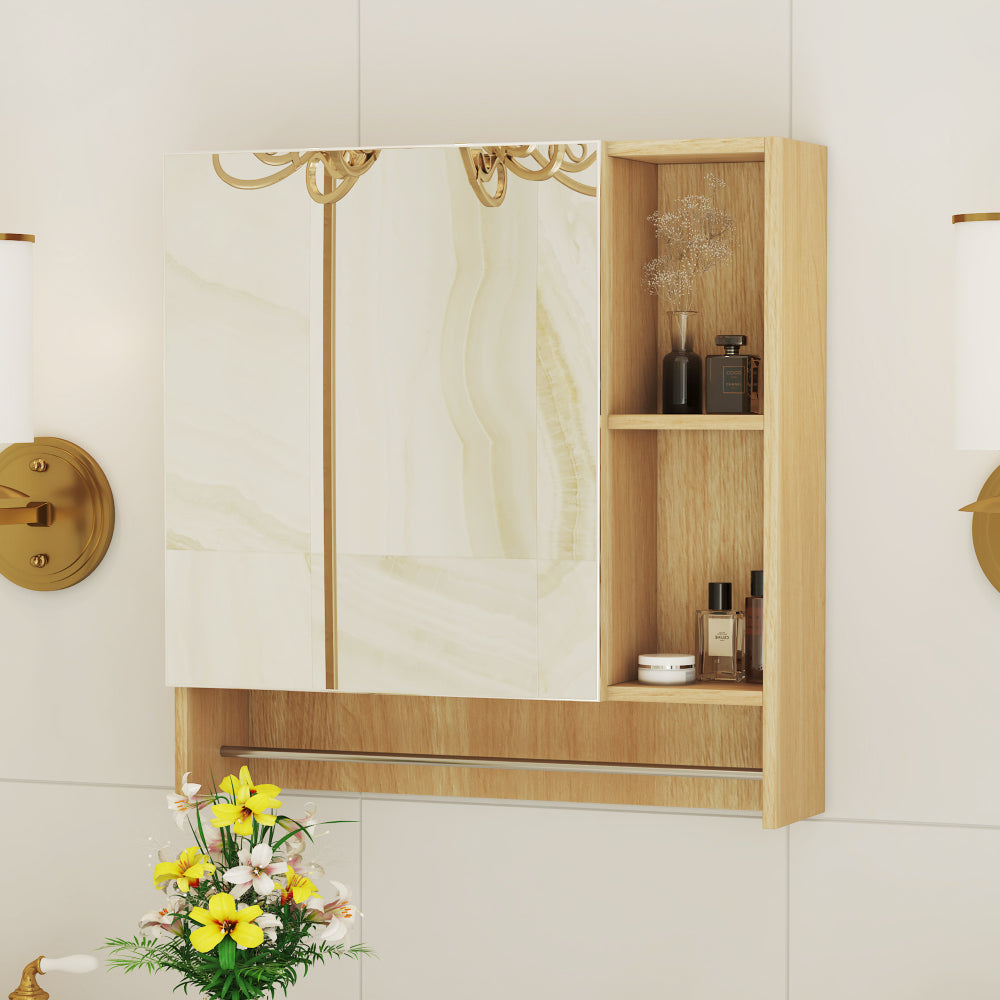 Bathroom Mirror Cabinet Wall Mounted,Medicine Cabinet,Over The Toilet Storage Cabinet with Shelves and Towel Rack