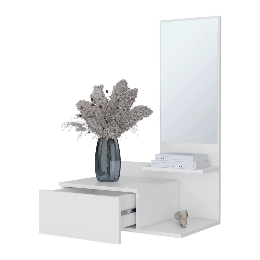 White Floating Vanity with Included Mirror