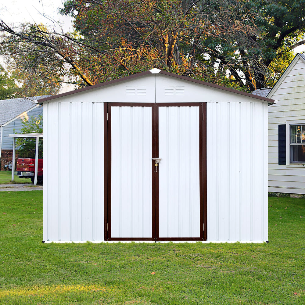 Metal garden sheds 8ft×6ft outdoor storage sheds Brown + Black