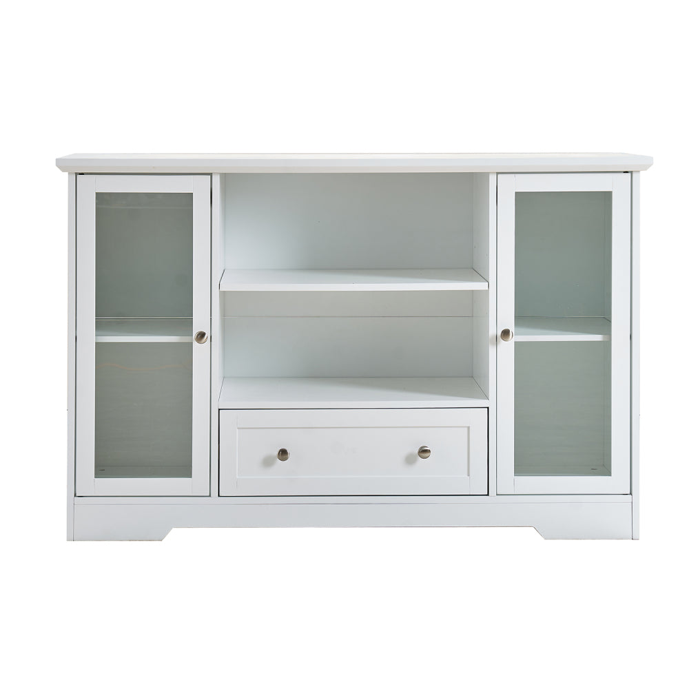 Sideboard Buffet Cabinet, 51" Large Kitchen Storage Cabinet with Drawers, Doors and Adjustable Shelves, Farmhouse Wooden Coffee Bar for Kitchen, White