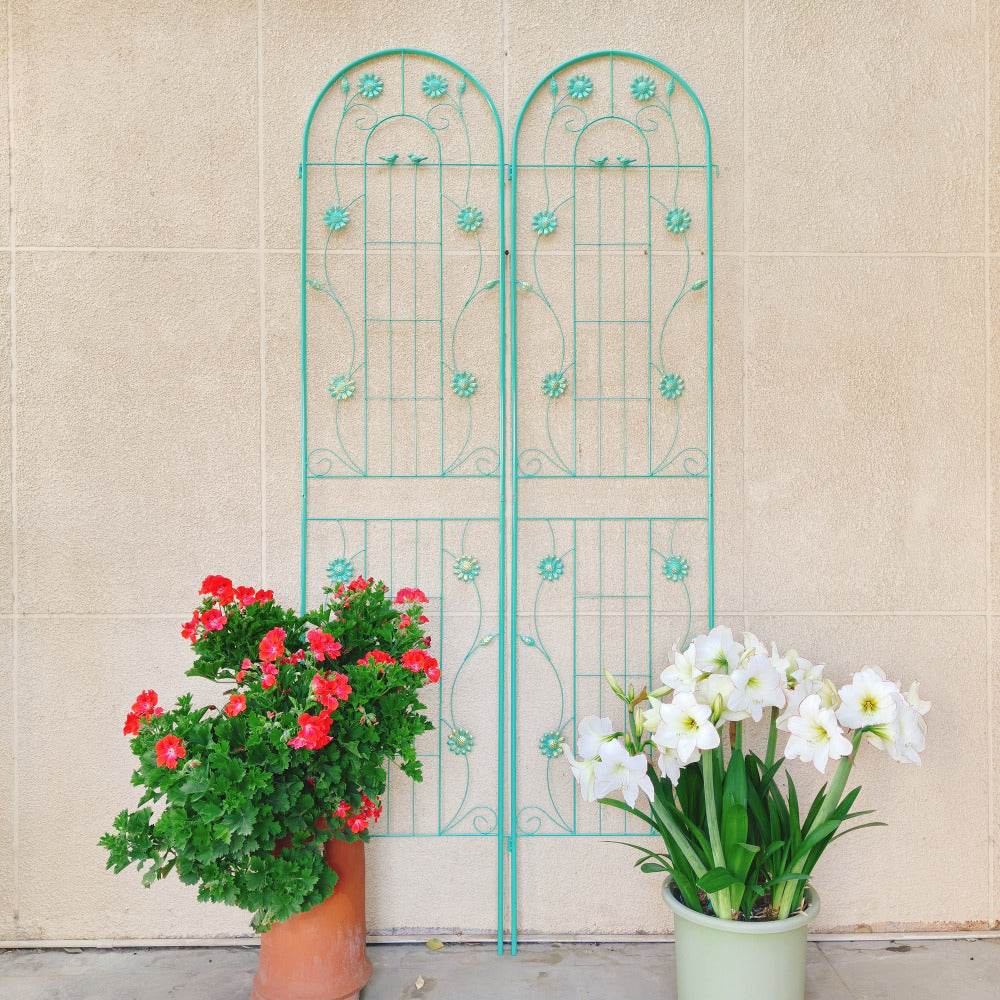 2 Pack Metal Garden Trellis 86.7" x 19.7" Rustproof Trellis for Climbing Plants Outdoor Flower Support Green